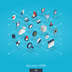 Connected Data Network Icons vector image