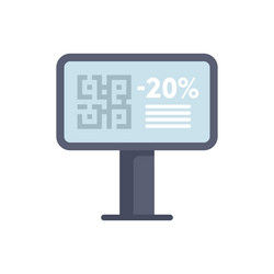 digital signage displaying qr code and 20 percent vector image