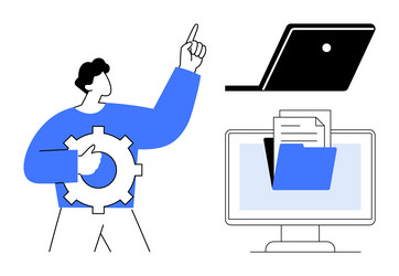 digital workflow management concept with man vector image