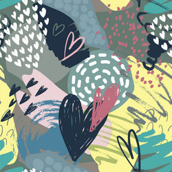 Hand Drawn Hearts Pattern vector image