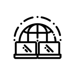 network icon thin linear style design isolated vector image