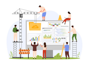 new website construction creation process tiny vector image