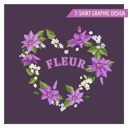 romantic summer floral design clematis flowers vector