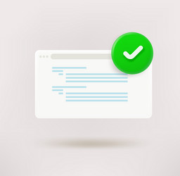 web site page with checkmark 3d icon vector image