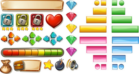 Game elements with buttons and bars vector