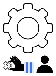 gear representing process automation with hand vector image