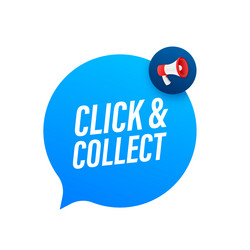 megaphone click and collect banner flat style vector