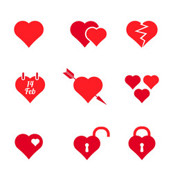 Red Heart Icon Set Vector Image