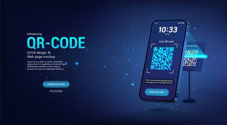 scanning the qr code through a smartphone vector image