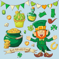 Set leprechaun characters poses eps10 vector