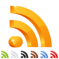 set of 7 rss icon in different colors vector image