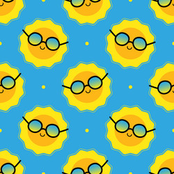 sun characters in sunglasses pattern background vector image
