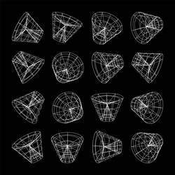 wireframe lined shapes perspective mesh 3d grid vector image