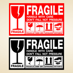 Fragile Handling Shipping Label vector image