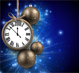 2018 new year background with clock vector image