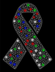 bright mesh network mourning ribbon with flash vector image