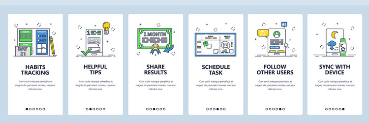 habit tracking website and mobile app onboarding vector