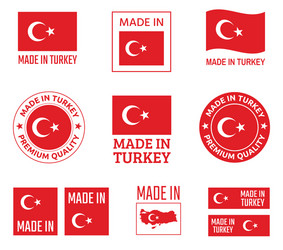 Made in turkey labels set republic vector