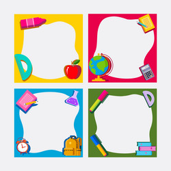 back to school frame square template banner kids vector