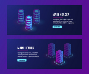 isometric data flow processing concpet server vector image