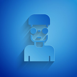 paper cut nerd geek icon isolated on blue vector