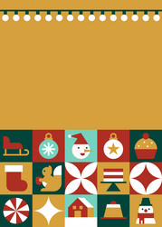 retro christmas card with festive icon grid vector image