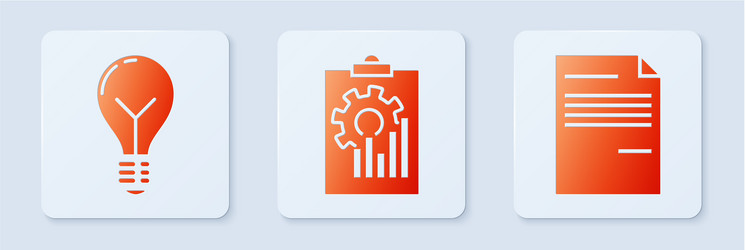 set clipboard with graph chart light bulb vector image