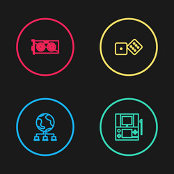 set line computer network portable video game vector image