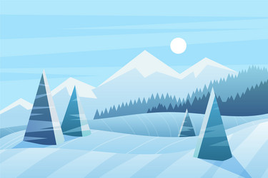 Winter Mountain Landscape Vector Image