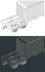 Cargo railway platform with container vector