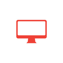 computer monitor red icon on white background vector image