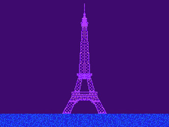 landscape with eiffel tower in pixel art style vector image