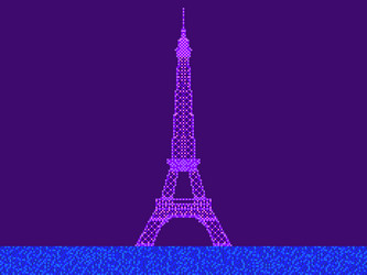 Landscape with eiffel tower in pixel art style vector