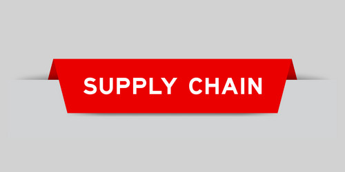 red color inserted label with word supply chain vector image