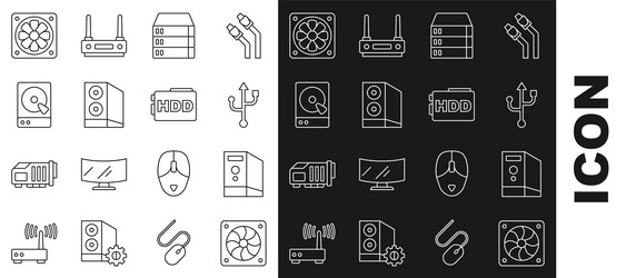 set line computer cooler case of usb vector image