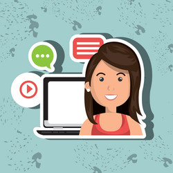 social networking user laptop isolated icon design vector image