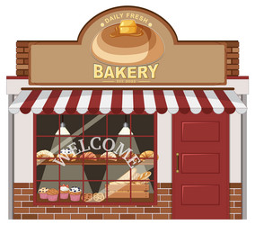 Bakery shop facade with seller Royalty Free Vector Image