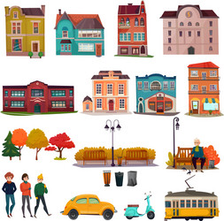 City public buildings set Royalty Free Vector Image