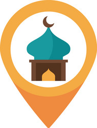 Eid mubarak mosque cupule in pin location flat vector