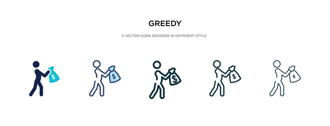 greedy icon in different style two colored vector image