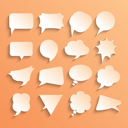 Blank empty white speech bubbles set with shadows vector