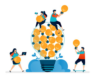 collection of ideas input into a light bulb vector image