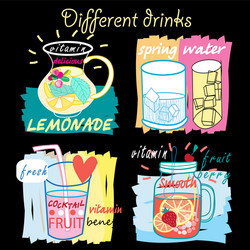 Different fruit drinks vector