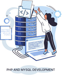 php and mysql development software website vector image