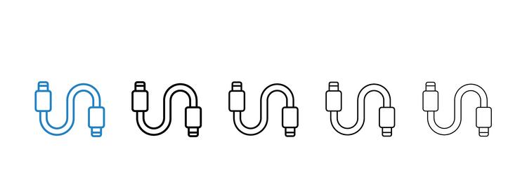 usb type c icon set on white background vector image