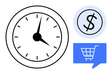 clock showing 1010 dollar symbol in circle vector image