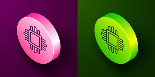 isometric line computer processor vector image