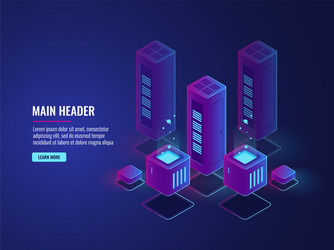 isometric server room web hosting services vector image