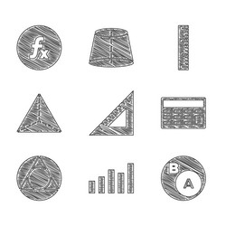 set triangular ruler graph schedule chart vector image