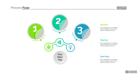 three circles workflow slide template vector